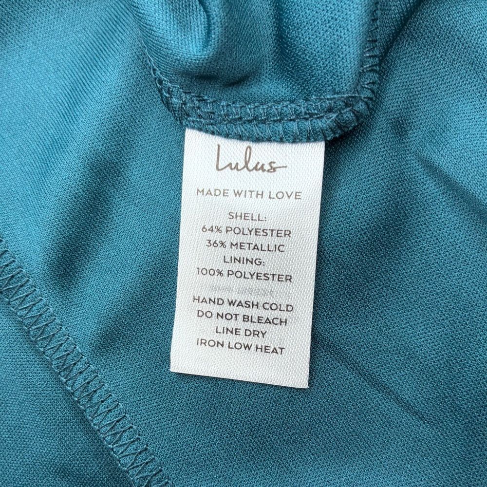 Lulus NWT Teal Metallic Pleated V-Neck Empire Waist Party Dress XL - Picture 6 of 12